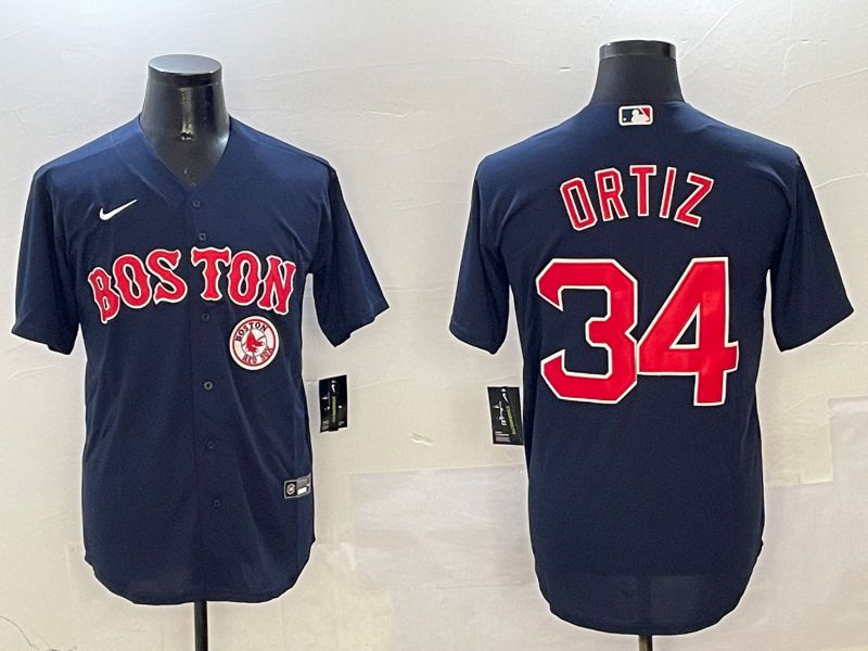 Men Boston Red Sox #34 Ortiz Blue Game 2025 Nike MLB Jersey style 1